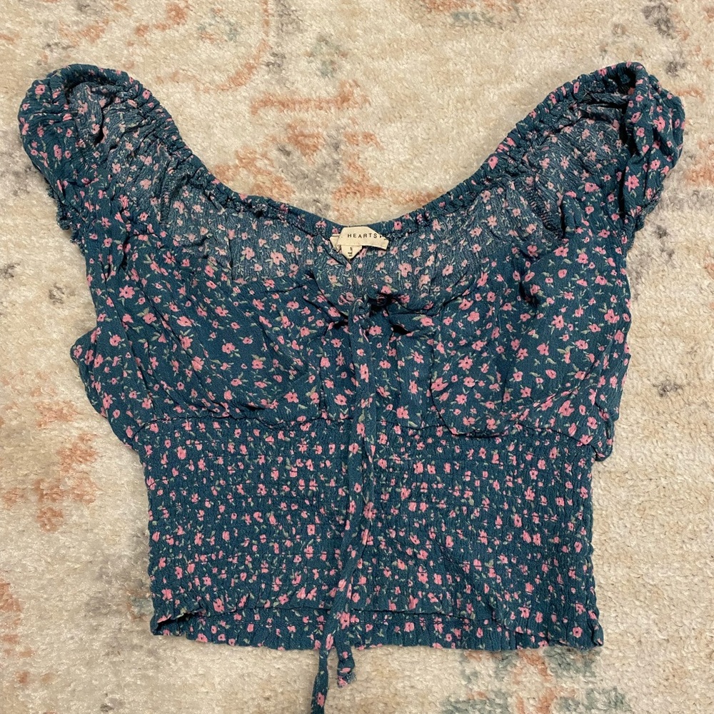 LA Hearts floral crop top